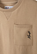 Boys short sleeve beige cotton tee with Minoti logo sweatshirt detail