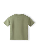 Boys short sleeve olive green cotton t-shirt with ribbed crew neck