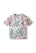 Boys short sleeve pastel pink and green tie-dye t-shirt with logo