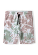 Boys short sleeve pastel pink and green tie-dye shorts set