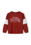 Boys sweatshirt and joggers set with contrast inserts red 3-14y. Red crew neck sweatshirt with white contrast sleeves and printed design. 