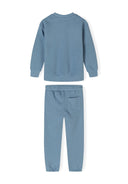 Lightweight blue boys sweatshirt and joggers set made from soft cotton, designed for ages 1-8 years. Comfortable and casual fit.