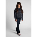 Girls denim jacket in black with silver buttons and front pockets