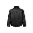 Black girls denim jacket with faded texture and silver buttons