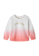 Girls fleece long sleeve crew gradient sweatshirt with sunshine glitter print