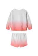 Girls fleece long sleeve crew gradient sweatshirt and shorts set
