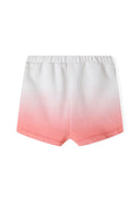 Girls fleece long sleeve crew set with white pink gradient shorts