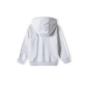 Girls grey hooded fleece jacket with contrasting sleeve panels, ribbed cuffs and hem.