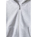 Girls grey hooded zip-through fleece jacket with kangaroo pocket and ribbed cuffs.