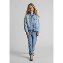 Girls oversized denim jacket in light wash with buttons and pockets
