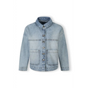 Girls oversized denim jacket in light wash with classic collar