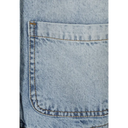 Girls oversized denim jacket light-wash pocket with visible stitching