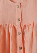Girls short sleeve linen shorts set coral with soft peach dress