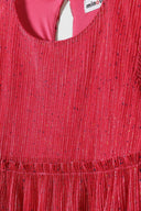 Vibrant red girls sparkle pleated party dress with ribbed shimmer
