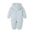 Light blue baby unisex snowsuit with bear ear hood