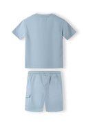 Light blue short sleeve t-shirt and cargo shorts set for men